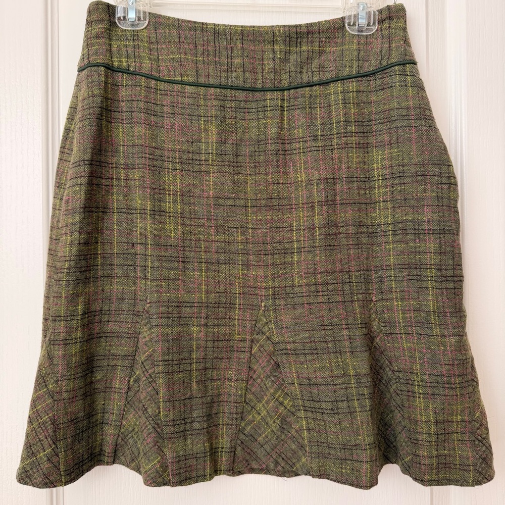 Nine West Multicolor Plaid A-Line Skirt